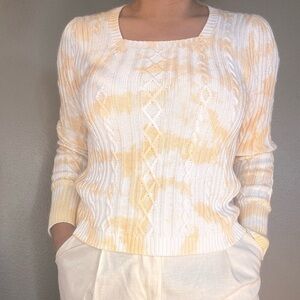 Caryn vallone cable knit tie dye sweater